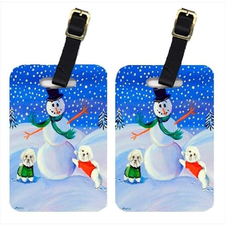 Carolines Treasures Carolines Treasures 7145BT Snowman With A Bichon Frise Luggage Tags; Pack - 2 7145BT